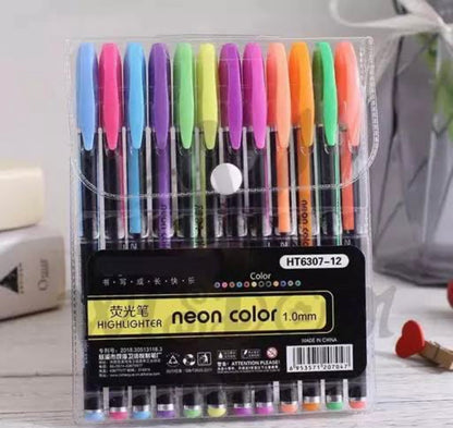 Neon Color Highlighter Pens (Set of 12 Pcs)