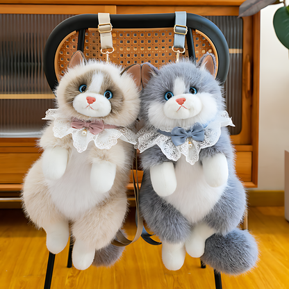 3D Realistic Cat Plushie Premium Bagpack