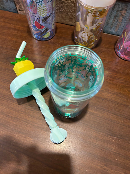 3D Summer Fruit Sipper With Straw