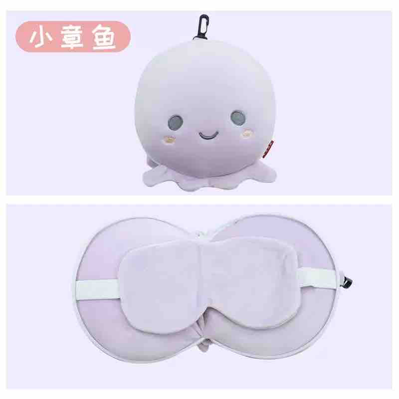 Kawaii Travel Neck Pillow with Eye Mask Combo