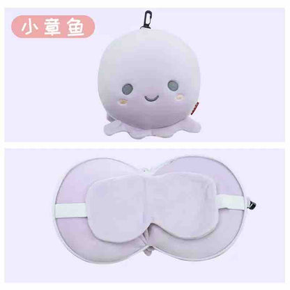 Kawaii Travel Neck Pillow with Eye Mask Combo