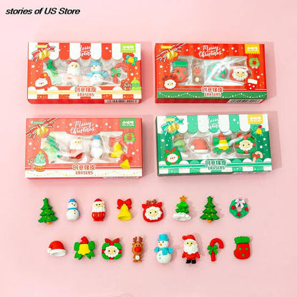 Merry Christmas Theme Erasers Pack - 4 Pcs