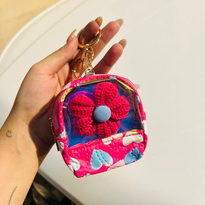 Floral Mini Bag Keychain Pouch