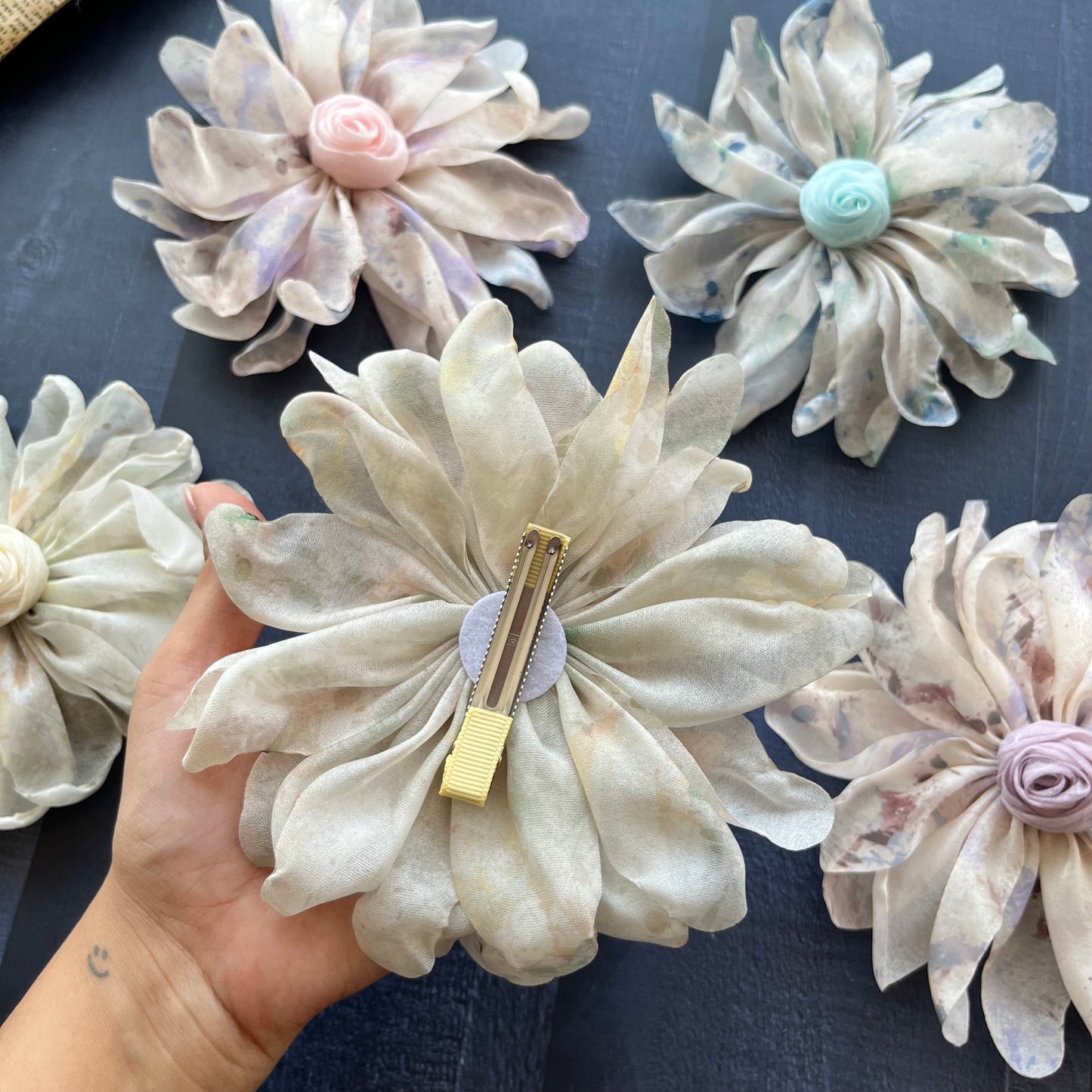 Printed Flower Bow Clips