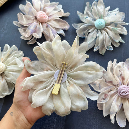 Printed Flower Bow Clips