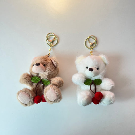 3D Cherry Teddy Plushie Keychain