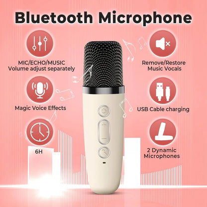 Karaoke Bluetooth Speaker with Wireless Mic/Portable Speaker with RGB Light