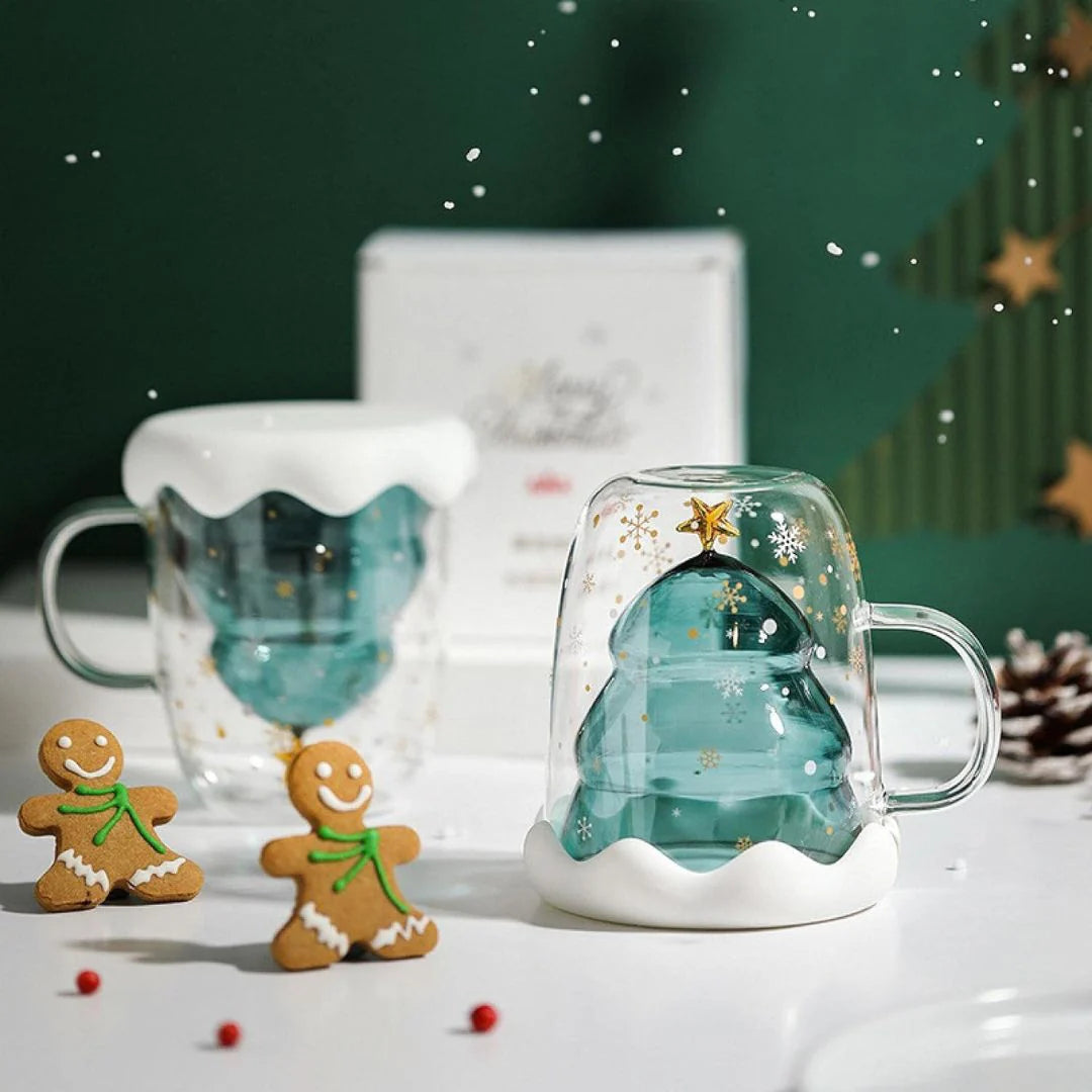 Christmas Tree Clear Double Wall Mug with Lid | Pinteresty Mug