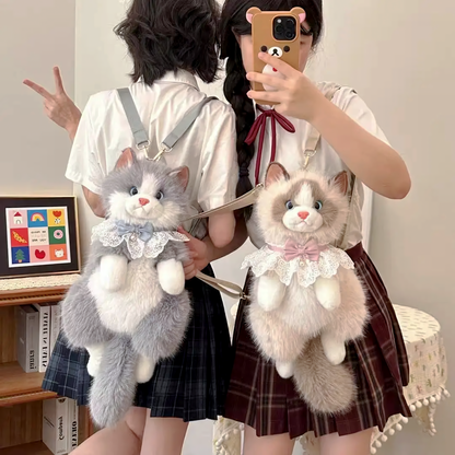 3D Realistic Cat Plushie Premium Bagpack