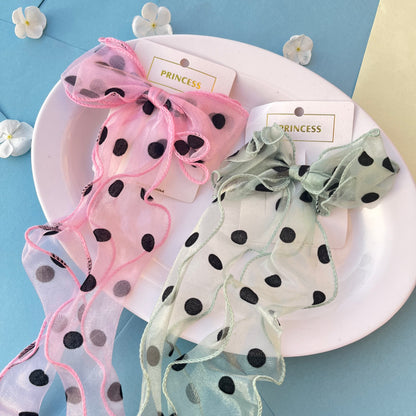 Polka Dot Organza Tail Bow