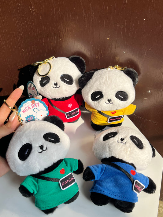 Cute Panda with T-shirt Plush Keychain