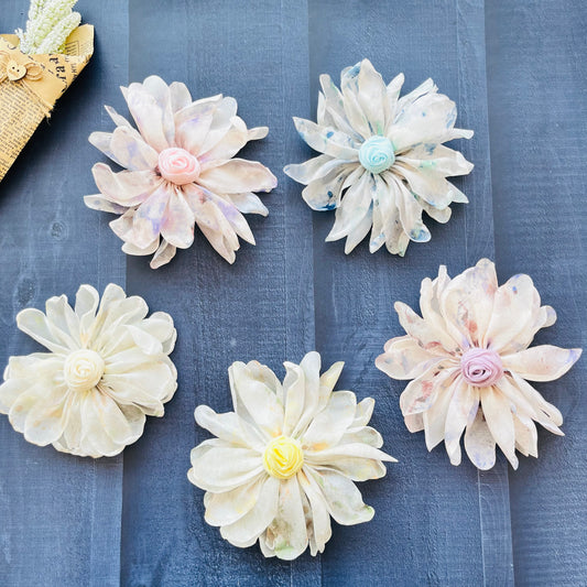Printed Flower Bow Clips