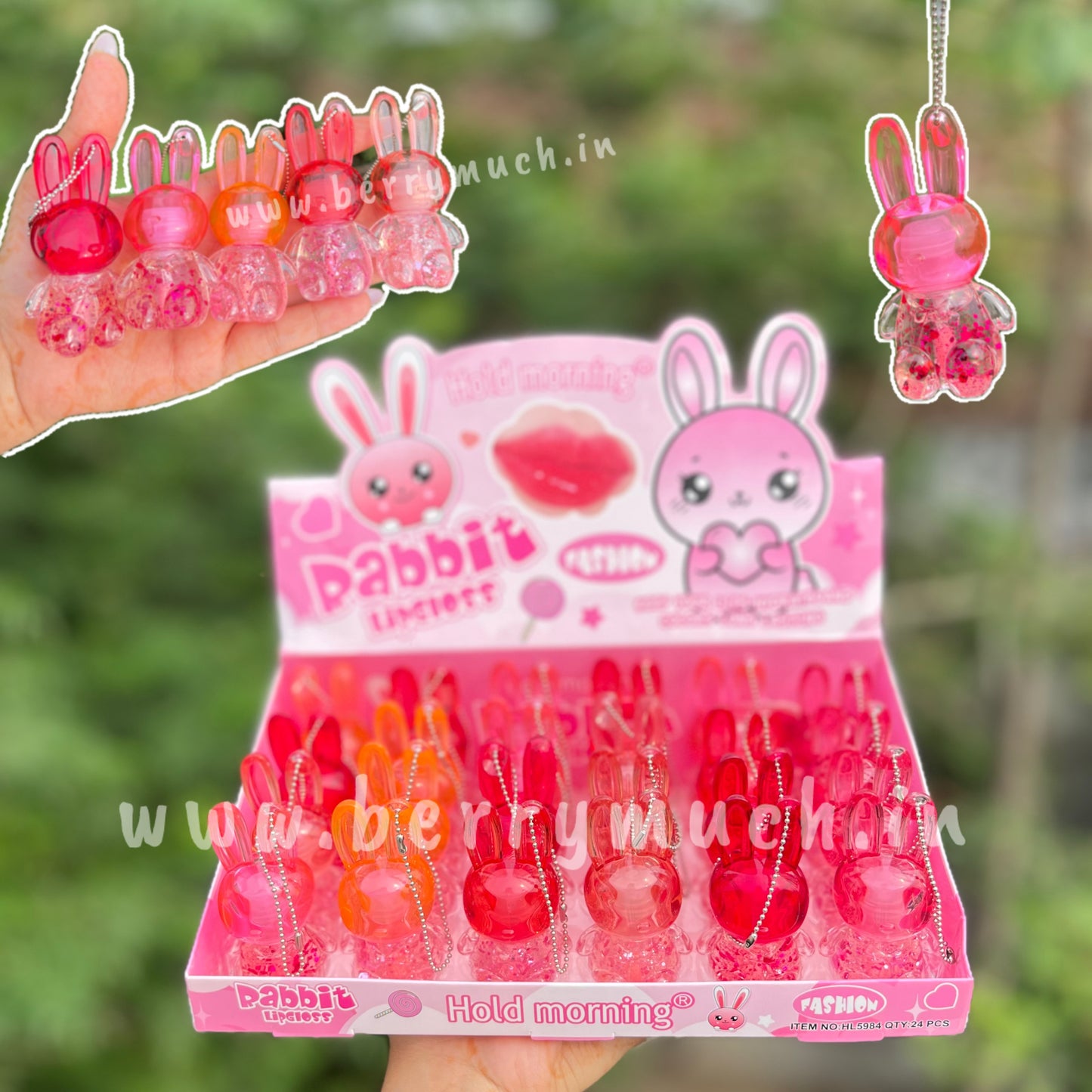 Dreamy Rabbit Lipgloss with Charm Chain
