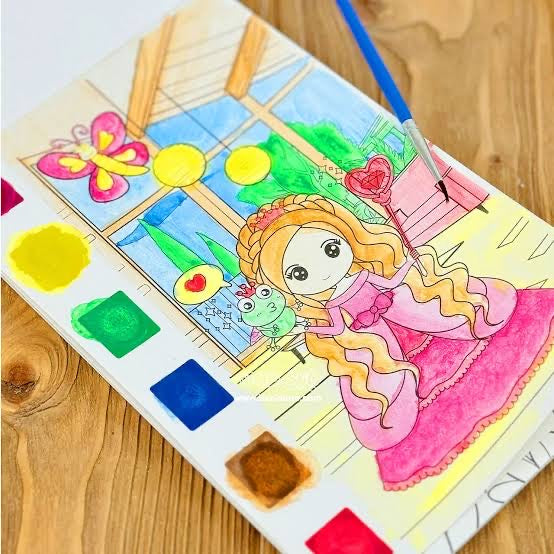 Water Color Activity Book with Brush- 12 Pages