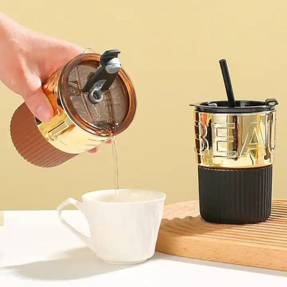 Beautiful Metallic Coffee Mug with Straw