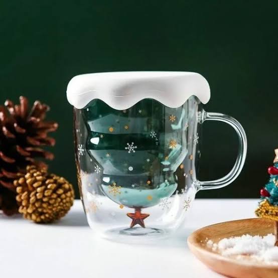 Christmas Tree Clear Double Wall Mug with Lid | Pinteresty Mug