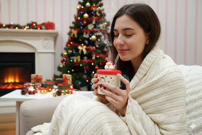 Pookie Cat Santa Christmas Mug with Straw