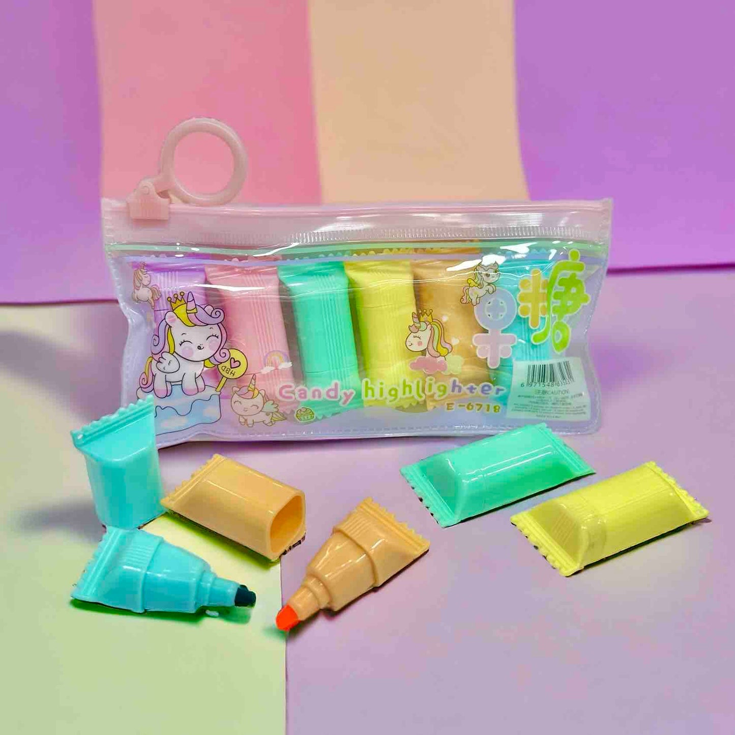 Cute Mini Candy Highlighter Set-6 Pcs