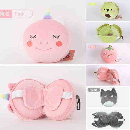 Kawaii Travel Neck Pillow with Eye Mask Combo
