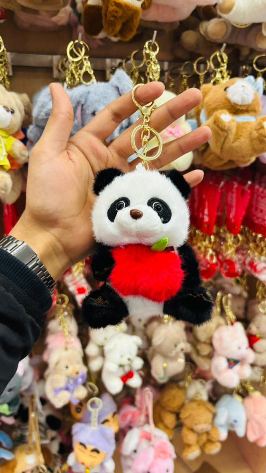 Apple Panda Plushie Keychain