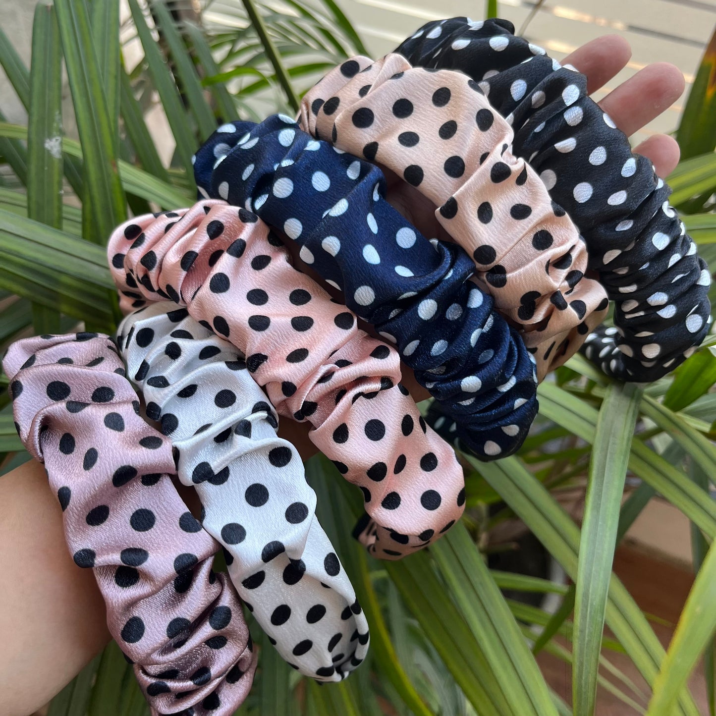 Polka Dot Scrunched Hairband