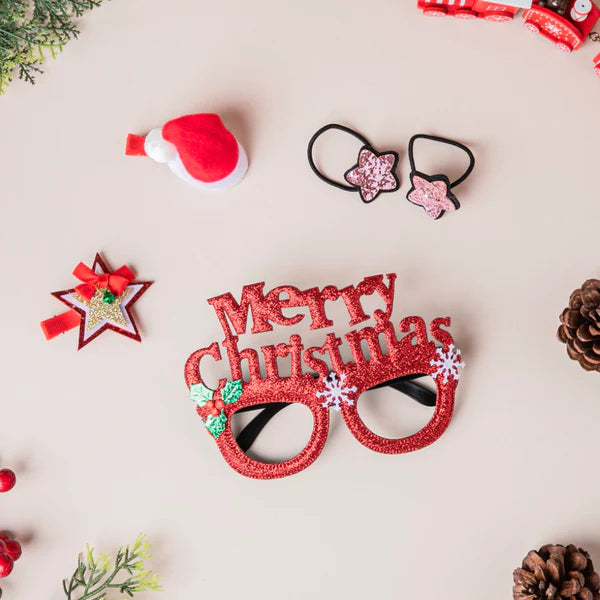 Merry Christmas Glitter Glasses