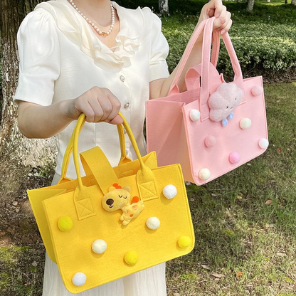 Cute Pom Pom Felt Bag