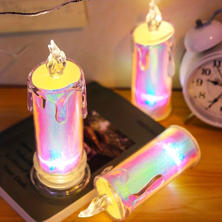 Holographic Led Flameless Rainbow Candle