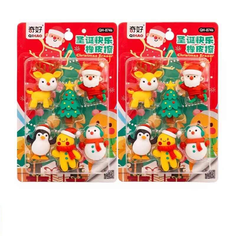 Christmas Theme Erasers Gift Set of 6