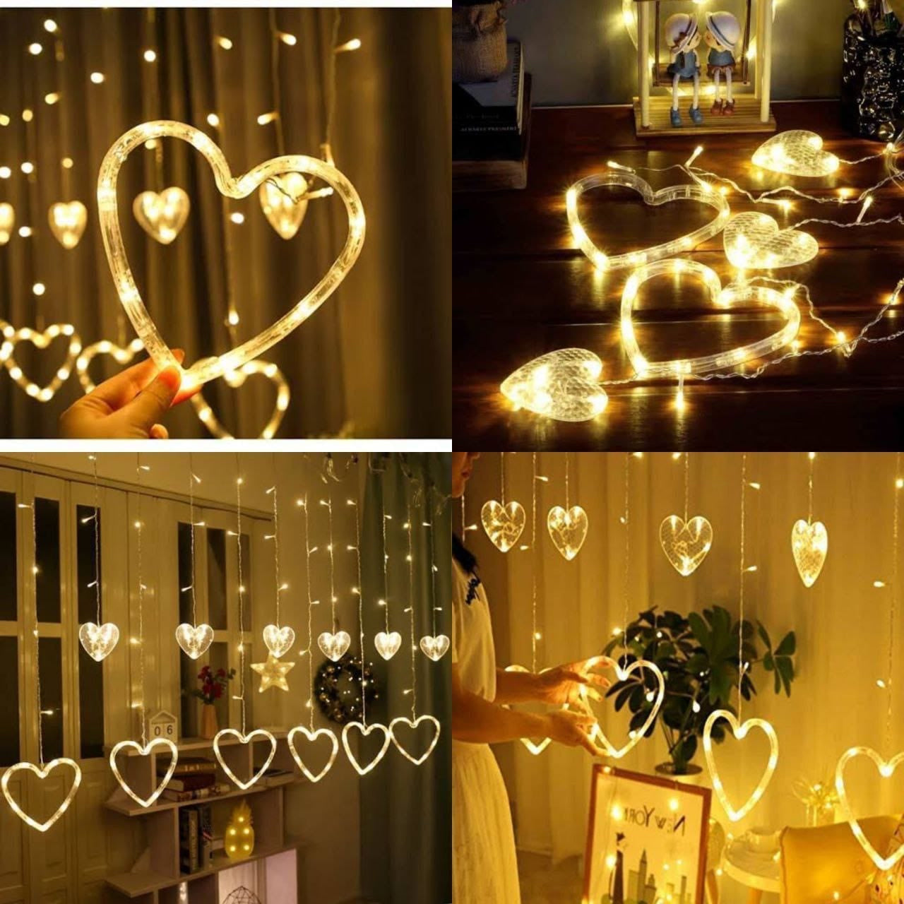LED Heart Curtain Light (6+6 pcs)