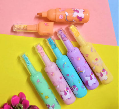 Unicorn Bottle Highlighter (Set of 6 Pcs)