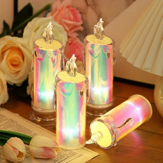 Holographic Led Flameless Rainbow Candle