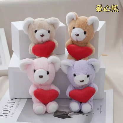 3D Heart Teddy Plushie Keychain