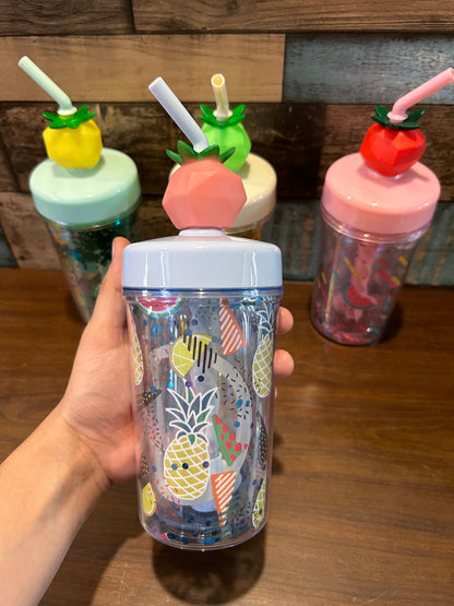 3D Summer Fruit Sipper With Straw