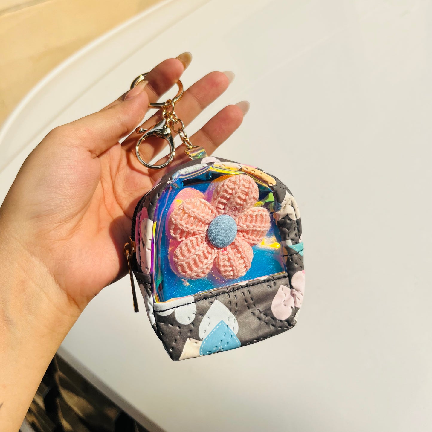 Floral Mini Bag Keychain Pouch