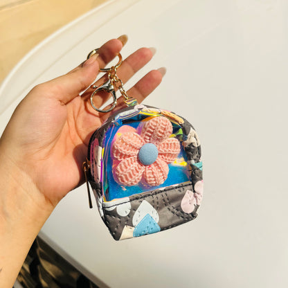 Floral Mini Bag Keychain Pouch