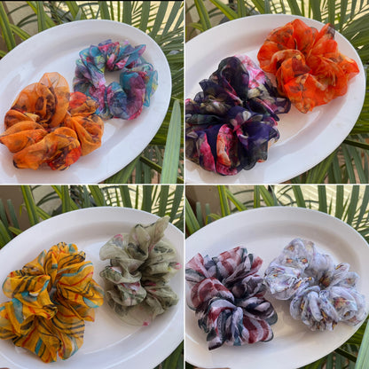 Colorful Printed Organza Scrunchies (Set of 2 Pcs)