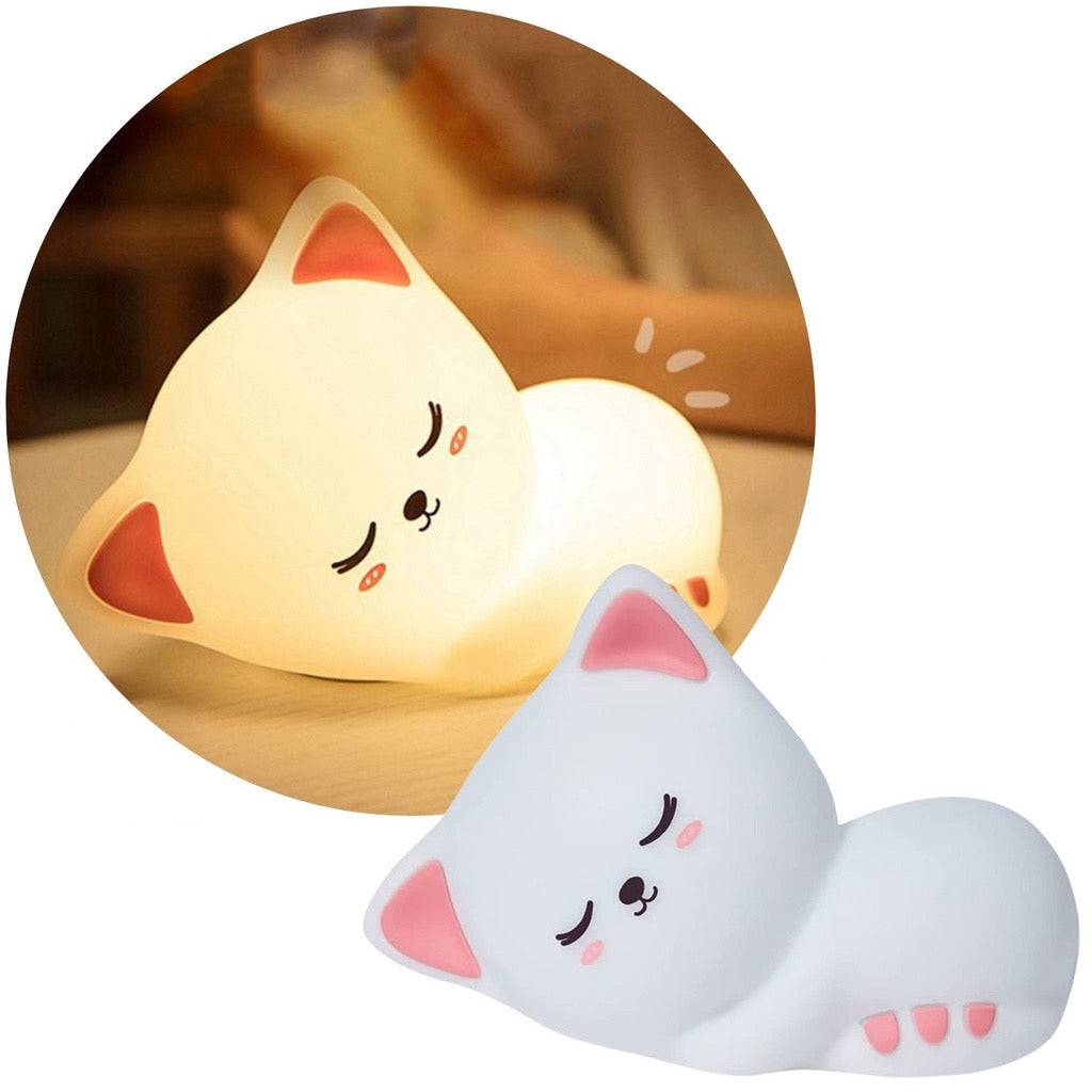 Sleeping Cat Silicone Touch Night Lamp