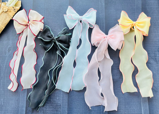 Cute Ruffle Long Tail Bows