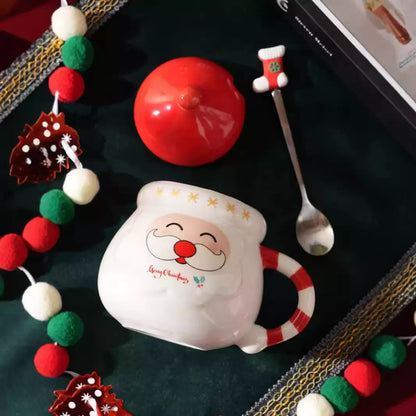 Santa Cozy Ceramic Mug with Spoon