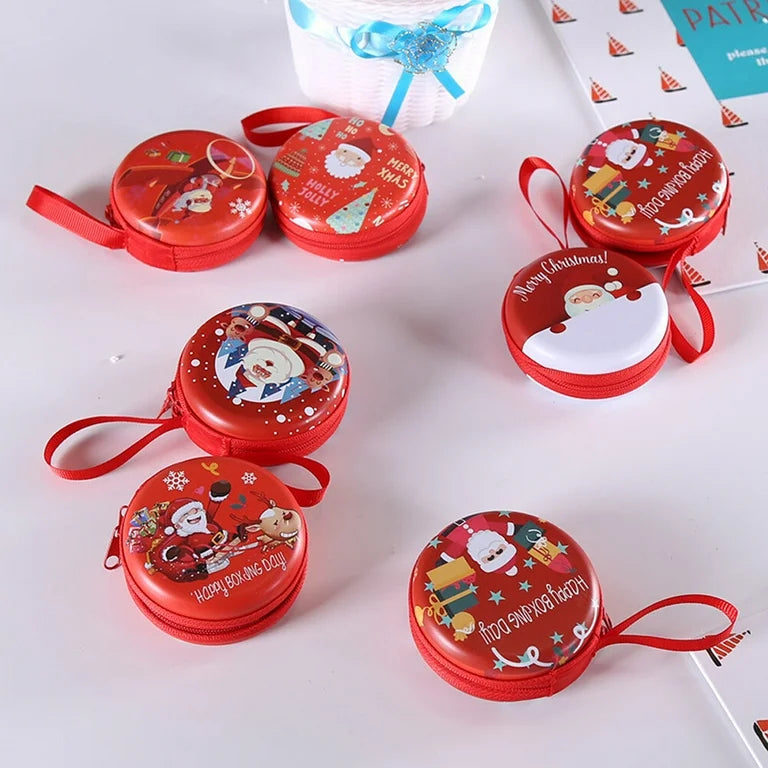 Christmas Round Coin Tin Pouch