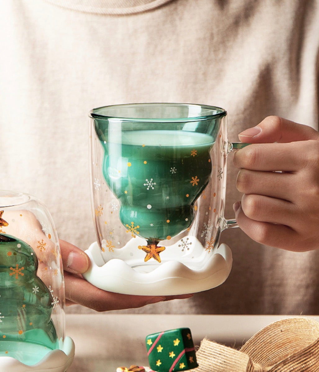 Christmas Tree Clear Double Wall Mug with Lid | Pinteresty Mug