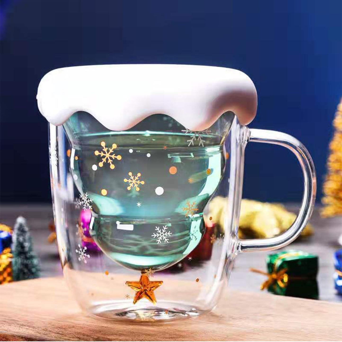 Christmas Tree Clear Double Wall Mug with Lid | Pinteresty Mug