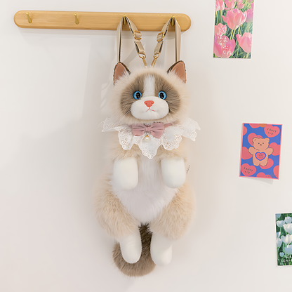 3D Realistic Cat Plushie Premium Bagpack