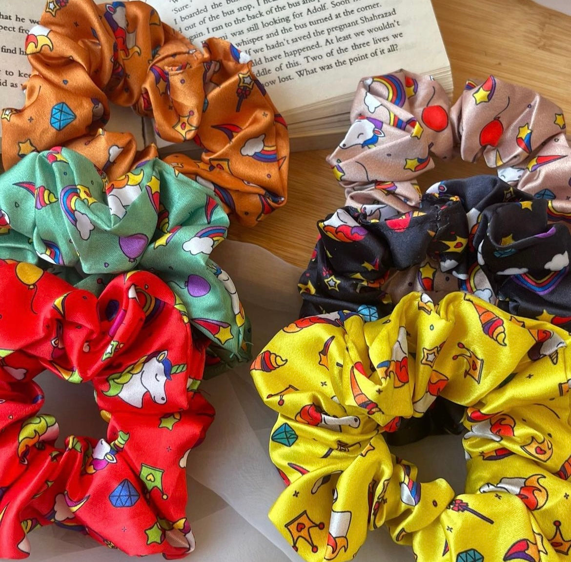 Unicorn Satin Scrunchies (Set of 2 Pcs)