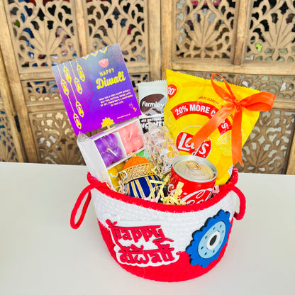 Happy Diwali Evil Eye Jute Basket Hamper