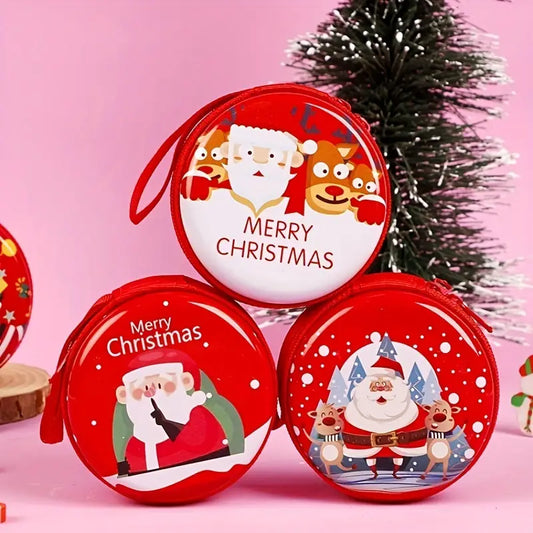 Christmas Round Coin Tin Pouch