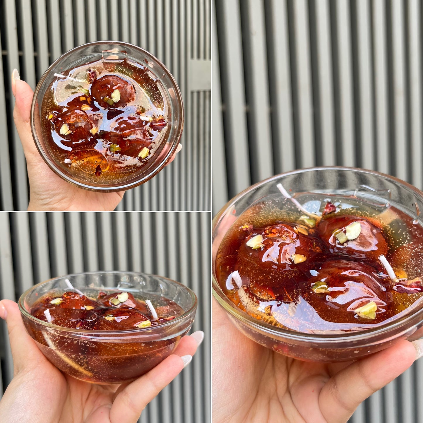 Gulab Jamun Handmade Glass Candle| Sweets Candle