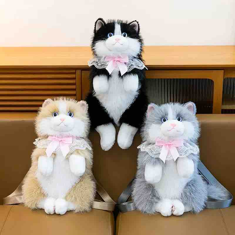 3D Realistic Cat Plushie Premium Bagpack