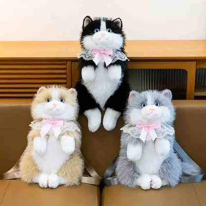 3D Realistic Cat Plushie Premium Bagpack
